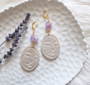 Veronica | Pearl Face Charm with Amethyst
